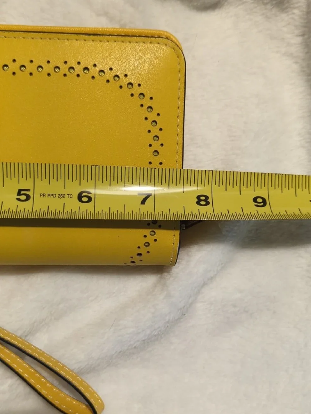 Yellow Wristlet Wallet with Floral Button Accent